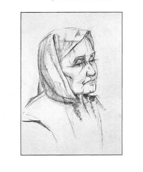 Рисуем портрет пожилой женщины
